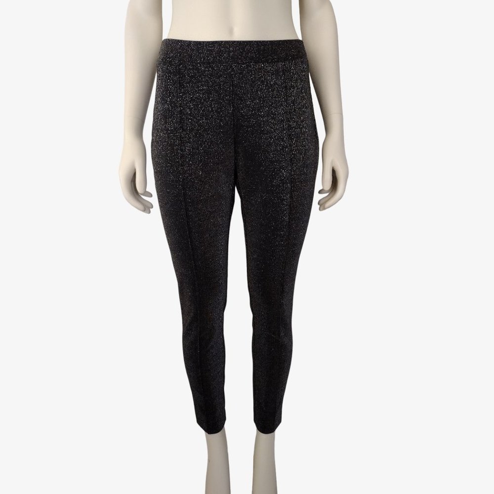 Worthington Black Metallic Slim Ankle Stretchy Dress Pants